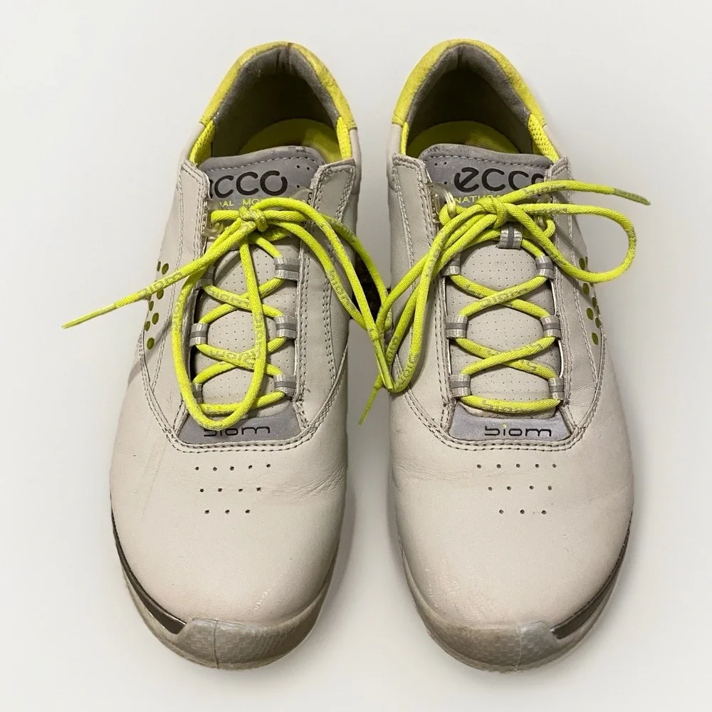 Golf Shoes Women 8.5 EU 39 Gray Yak Leather Lace Up Ecco Biom Natural Motion